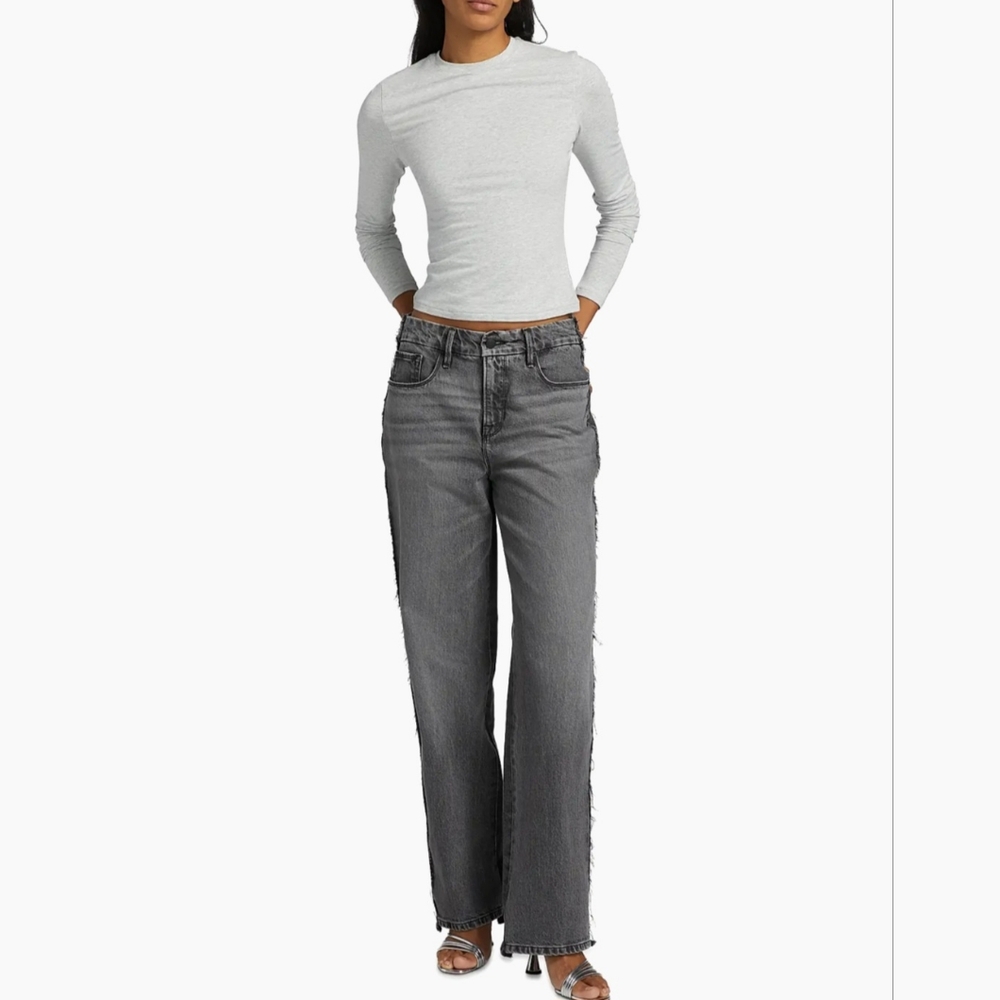 Good American Charcoal Flare & Wide Leg Jeans